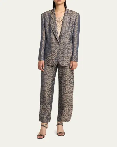 Giorgio Armani Herringbone Jacquard Single-Breasted Jacket | Thumbnail 2