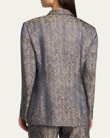 Giorgio Armani Herringbone Jacquard Single-Breasted Jacket | Thumbnail 3