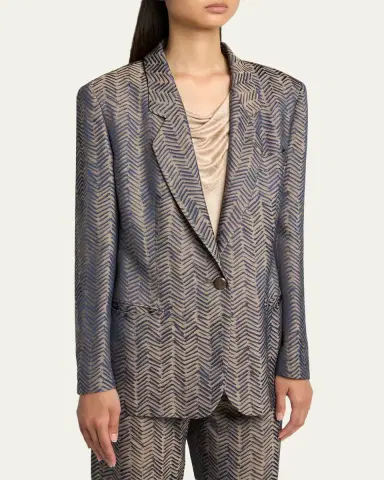Giorgio Armani Herringbone Jacquard Single-Breasted Jacket | Thumbnail 4