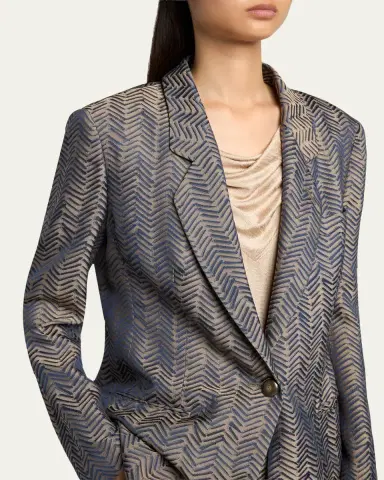 Giorgio Armani Herringbone Jacquard Single-Breasted Jacket | Thumbnail 5