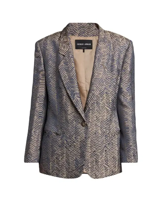 Giorgio Armani Herringbone Jacquard Single-Breasted Jacket