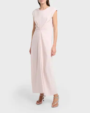 Proenza Schouler White Label Miranda Cinched Slub Linen Midi Dress | Thumbnail 8