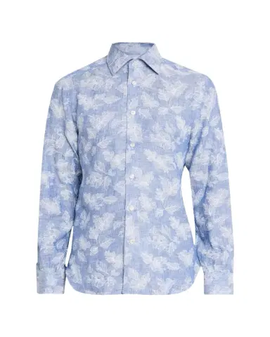Kiton Men's Floral Linen Button-Down Shirt | Thumbnail 1 Kiton Men's Floral Linen Button-Down Shirt | Thumbnail 1