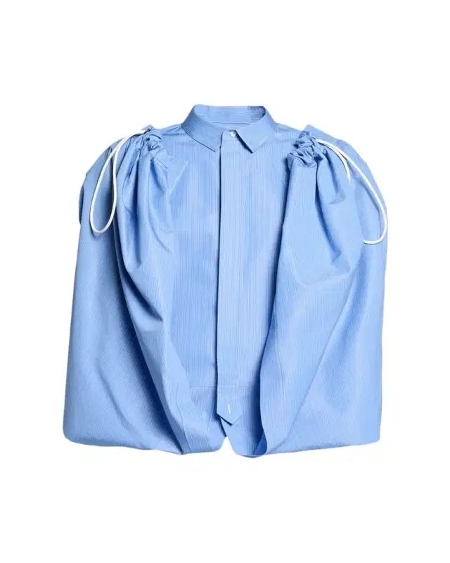 SACAI Striped Cotton Poplin Drawstring Cape Shirt