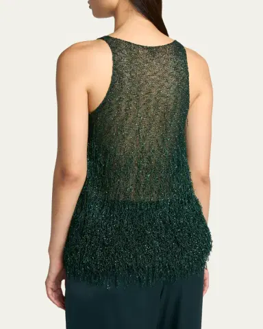 Giorgio Armani Metallic Fringe Knit Sleeveless Blouse | Thumbnail 3 Giorgio Armani Metallic Fringe Knit Sleeveless Blouse | Thumbnail 3