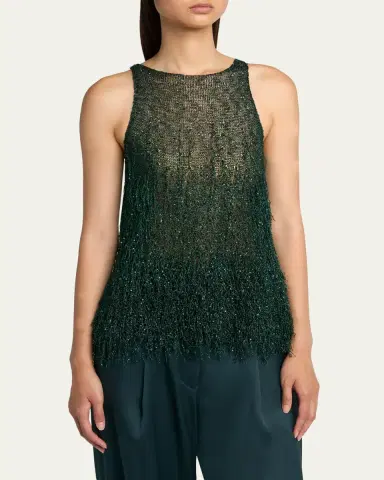 Giorgio Armani Metallic Fringe Knit Sleeveless Blouse | Thumbnail 4 Giorgio Armani Metallic Fringe Knit Sleeveless Blouse | Thumbnail 4