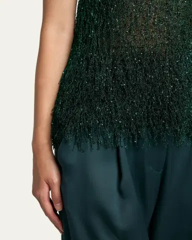 Giorgio Armani Metallic Fringe Knit Sleeveless Blouse | Thumbnail 5 Giorgio Armani Metallic Fringe Knit Sleeveless Blouse | Thumbnail 5