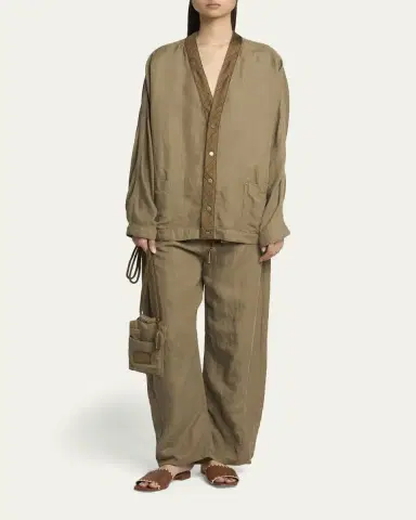 Giorgio Armani V-Neck Single-Breasted Utility Jacket | Thumbnail 2 Giorgio Armani V-Neck Single-Breasted Utility Jacket | Thumbnail 2