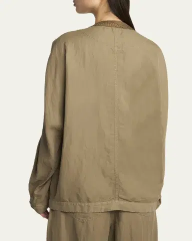 Giorgio Armani V-Neck Single-Breasted Utility Jacket | Thumbnail 3 Giorgio Armani V-Neck Single-Breasted Utility Jacket | Thumbnail 3