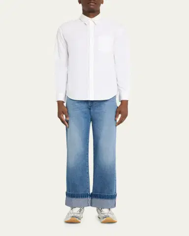 Simone Rocha Men's Pearly-Collar Cotton Button-Down Shirt | Thumbnail 2