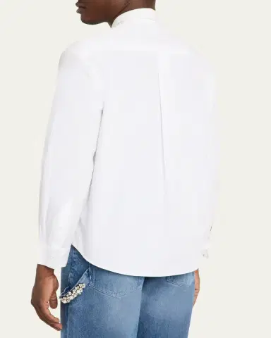 Simone Rocha Men's Pearly-Collar Cotton Button-Down Shirt | Thumbnail 3