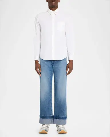 Simone Rocha Men's Pearly-Collar Cotton Button-Down Shirt | Thumbnail 7