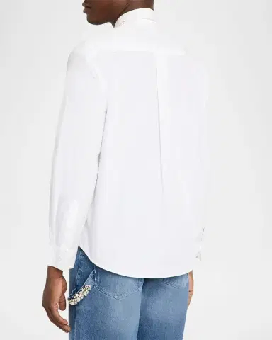 Simone Rocha Men's Pearly-Collar Cotton Button-Down Shirt | Thumbnail 8