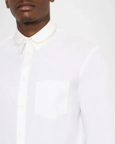 Simone Rocha Men's Pearly-Collar Cotton Button-Down Shirt | Thumbnail 10