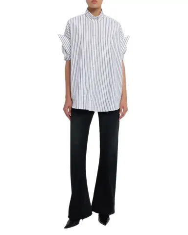 Balenciaga Tucked-Sleeve Striped Poplin Shirt | Thumbnail 1 Balenciaga Tucked-Sleeve Striped Poplin Shirt | Thumbnail 1