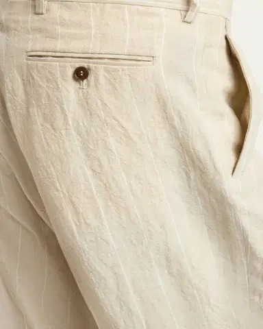 Giorgio Armani Men's Linen Hairline Pleated Trousers | Thumbnail 5 Giorgio Armani Men's Linen Hairline Pleated Trousers | Thumbnail 5