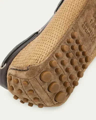 Brunello Cucinelli Raffia & Leather Boat Shoes | Thumbnail 5