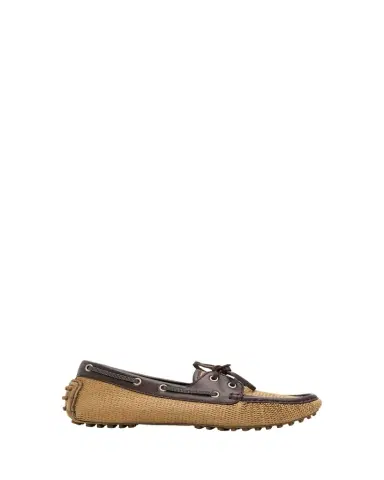 Brunello Cucinelli Raffia & Leather Boat Shoes | Thumbnail 1