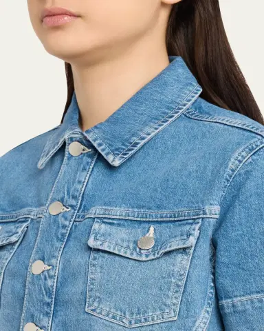 L'Agence Kirstie Cropped Short-Sleeve Denim Jacket | Thumbnail 5 L'Agence Kirstie Cropped Short-Sleeve Denim Jacket | Thumbnail 5