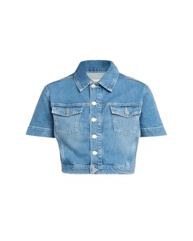 L'Agence Kirstie Cropped Short-Sleeve Denim Jacket | Thumbnail 1 L'Agence Kirstie Cropped Short-Sleeve Denim Jacket | Thumbnail 1