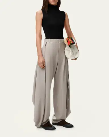 LOEWE Pleated Wool Wide-Leg Trousers | Thumbnail 2