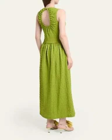 Proenza Schouler White Label Zoira Sleeveless Textured Cotton Maxi Dress | Thumbnail 3 Proenza Schouler White Label Zoira Sleeveless Textured Cotton Maxi Dress | Thumbnail 3