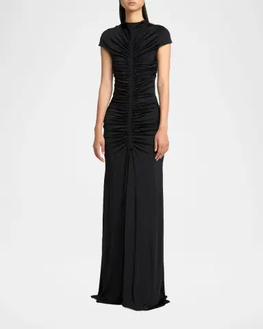 Giorgio Armani Ruched Cap-Sleeve Rhinestone Gown | Thumbnail 6 Giorgio Armani Ruched Cap-Sleeve Rhinestone Gown | Thumbnail 6