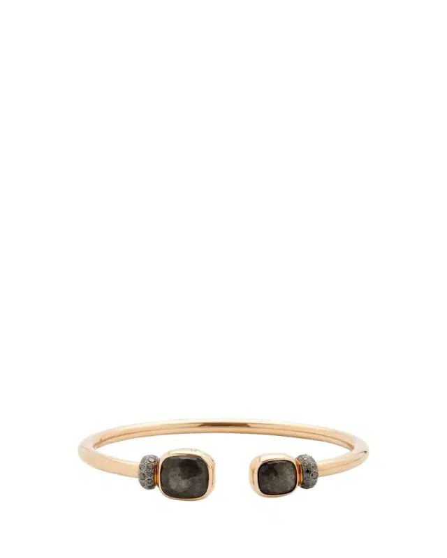 Nudo Classic and Petit Rose Gold Bangle with Obsidian, Size M