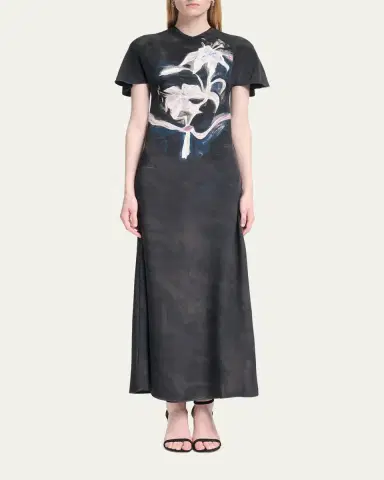 Altuzarra Daisy Printed Silk Short-Sleeve Midi Dress | Thumbnail 4 Altuzarra Daisy Printed Silk Short-Sleeve Midi Dress | Thumbnail 4
