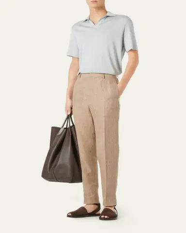Loro Piana Men's Mazzorbo Silk and Cotton Polo Shirt | Thumbnail 2