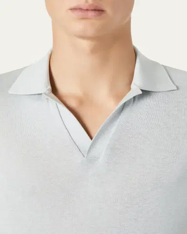 Loro Piana Men's Mazzorbo Silk and Cotton Polo Shirt | Thumbnail 5