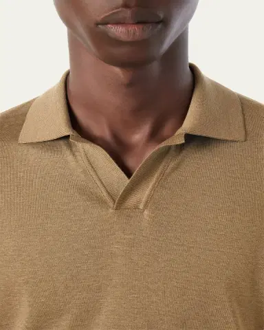 Loro Piana Men's Mazzorbo Silk and Cotton Polo Shirt | Thumbnail 9