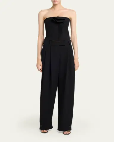 Giorgio Armani Rosette Strapless Silk Top | Thumbnail 2