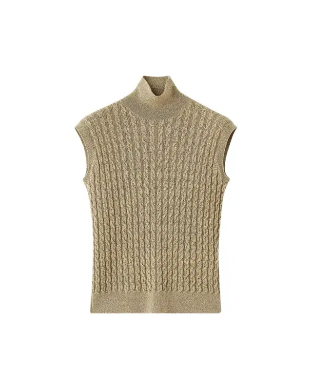Bihar Turtleneck Sleeveless Cashmere Sweater