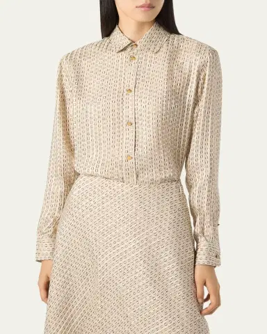 Loro Piana Thea Penny Silk Button-Down Shirt | Thumbnail 4