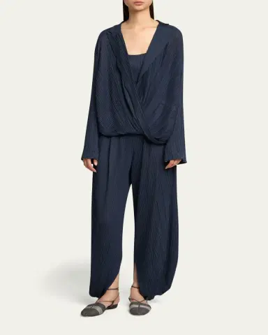 Giorgio Armani Plisse Balloon-Leg Split-Hem Trousers | Thumbnail 2 Giorgio Armani Plisse Balloon-Leg Split-Hem Trousers | Thumbnail 2