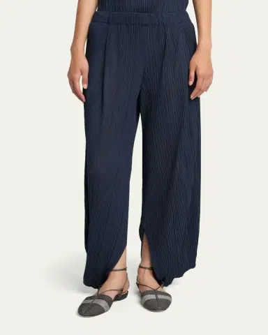 Giorgio Armani Plisse Balloon-Leg Split-Hem Trousers | Thumbnail 4 Giorgio Armani Plisse Balloon-Leg Split-Hem Trousers | Thumbnail 4