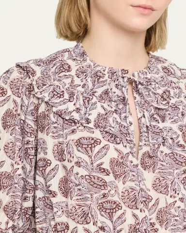 Ulla Johnson Elvie Printed Short-Sleeve Blouse | Thumbnail 5 Ulla Johnson Elvie Printed Short-Sleeve Blouse | Thumbnail 5