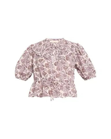 Ulla Johnson Elvie Printed Short-Sleeve Blouse | Thumbnail 1 Ulla Johnson Elvie Printed Short-Sleeve Blouse | Thumbnail 1