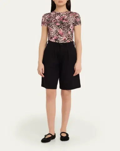 L'Agence Akasha Pleated High-Rise Bermuda Shorts | Thumbnail 2
