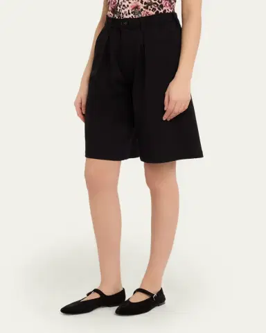 L'Agence Akasha Pleated High-Rise Bermuda Shorts | Thumbnail 4