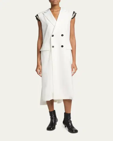 Sacai Wool Cape Double-Breasted Long Vest | Thumbnail 2