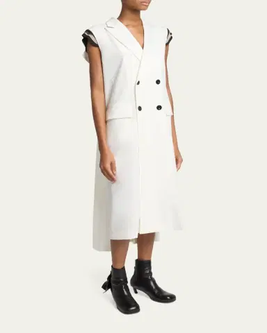 Sacai Wool Cape Double-Breasted Long Vest | Thumbnail 4
