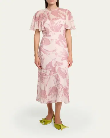Erdem Floral-Print Silk Voile Midi Dress | Thumbnail 4
