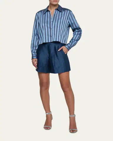 L'Agence Cosette Stripe Cropped High-Low Shirt | Thumbnail 2