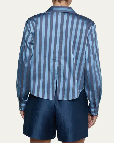 L'Agence Cosette Stripe Cropped High-Low Shirt | Thumbnail 3