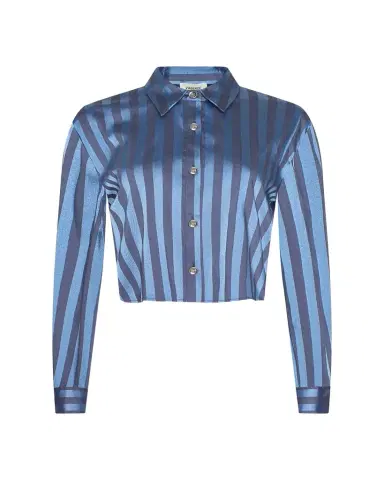 L'Agence Cosette Stripe Cropped High-Low Shirt | Thumbnail 1