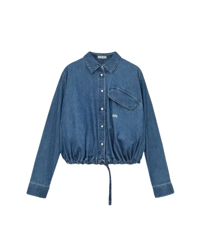 Denim Belted Balloon Shirt