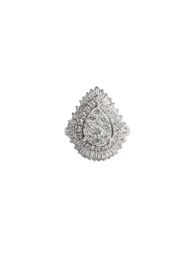 Wish Fine Jewelry 2.00ct Diamond 14K Gold Pear Halo Ring | Thumbnail 1