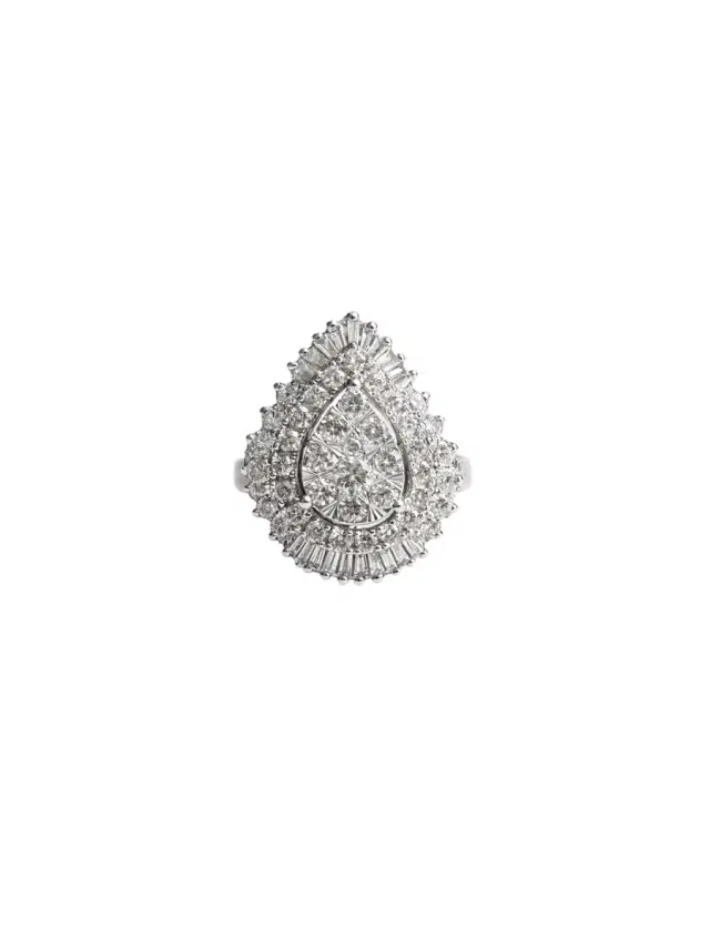 Wish Fine Jewelry 2.00ct Diamond 14K Gold Pear Halo Ring